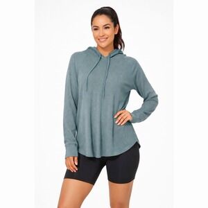 Under Armour Waffle Knit Hoodie Green Loose Fit L Activewear Athleisure 102-82